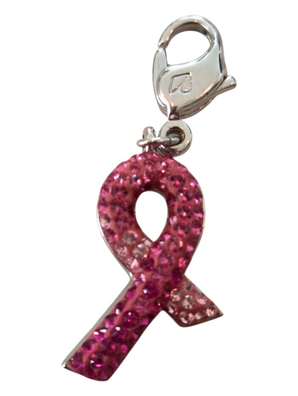 Swarovski Vintage Pink Ribbon Breast Cancer Awareness Crystal Clasp Charm